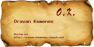 Oravan Kemenes névjegykártya